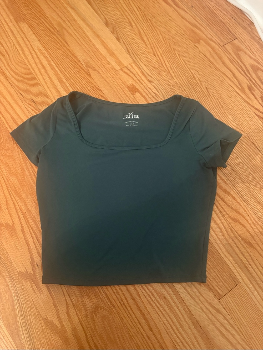 Hollister Women's Square Neck Short Sleeve Square Neck Top - Forest Green